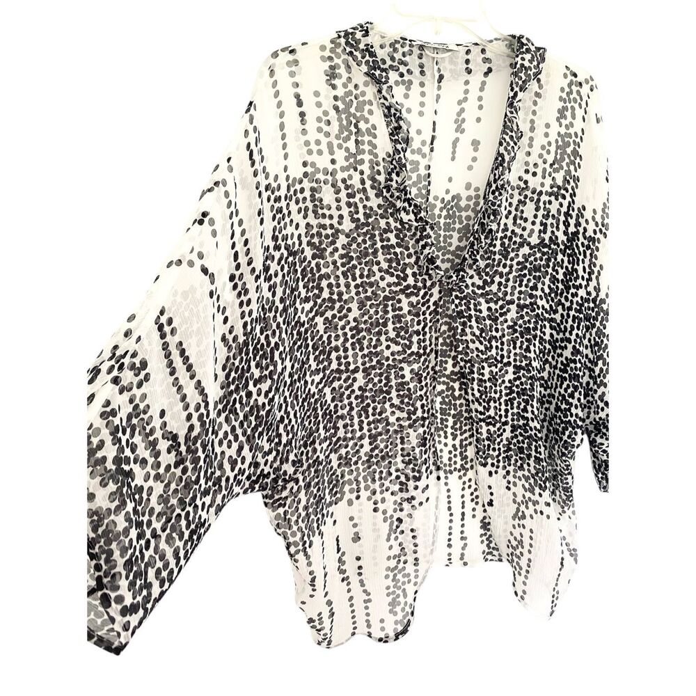 Max & Moi Paris 100% Silk Black/White Floral Tunic.